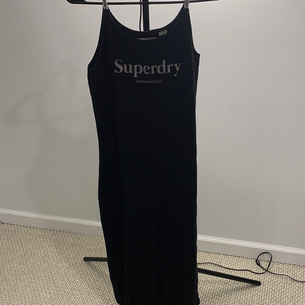 Superdry Black Logo Ribbed Slip Top